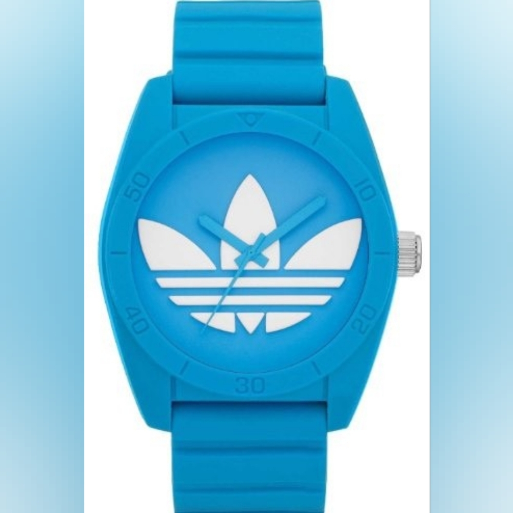 Adidas Blue Logo Watch Silicone Band ADH6171 White Trefoil‎ Logo On Watch Face